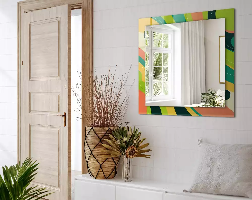 Miroir rectangulaire décoratif motifs abstraits colorés