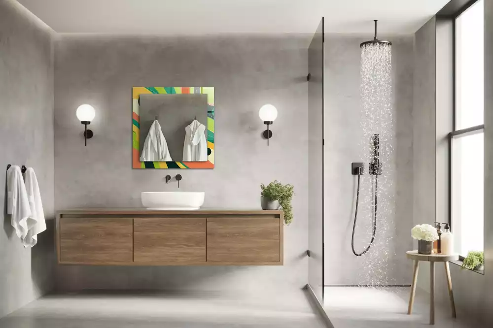 Miroir rectangulaire décoratif motifs abstraits colorés