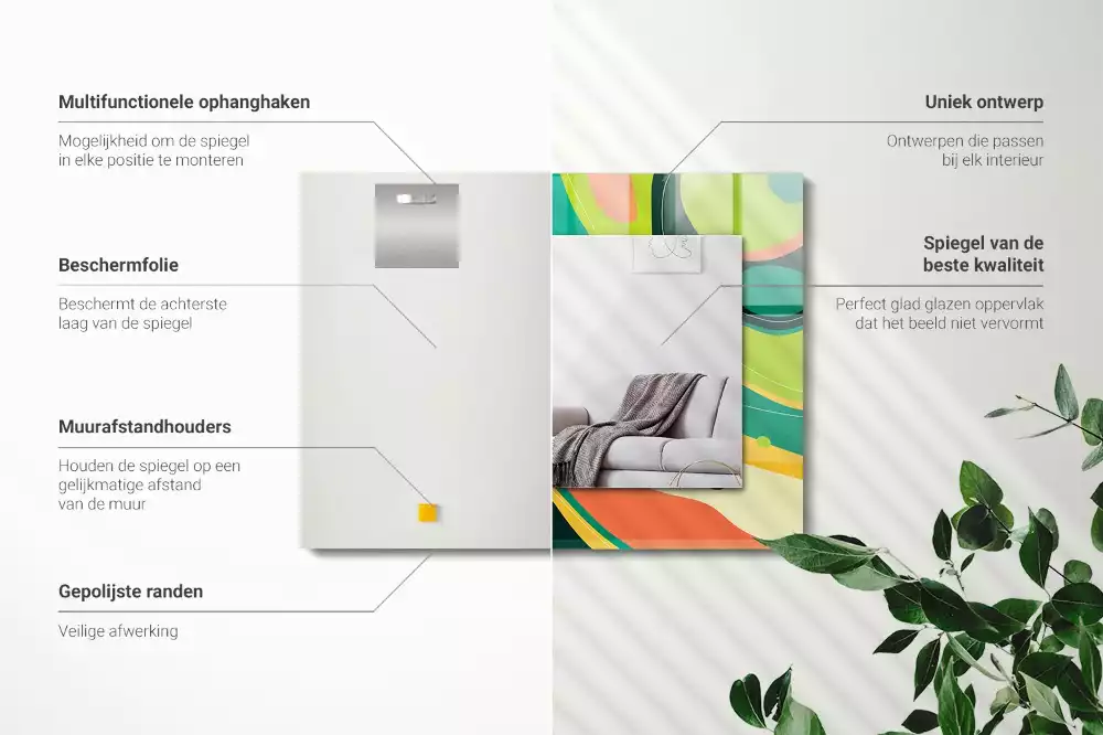 Miroir rectangulaire décoratif motifs abstraits colorés