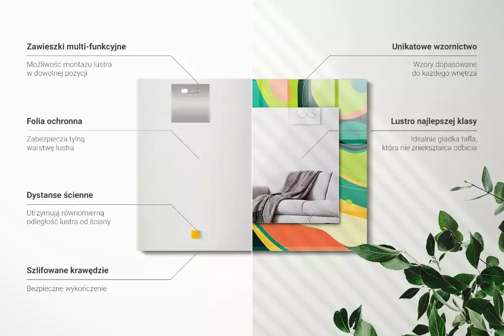 Miroir rectangulaire décoratif motifs abstraits colorés