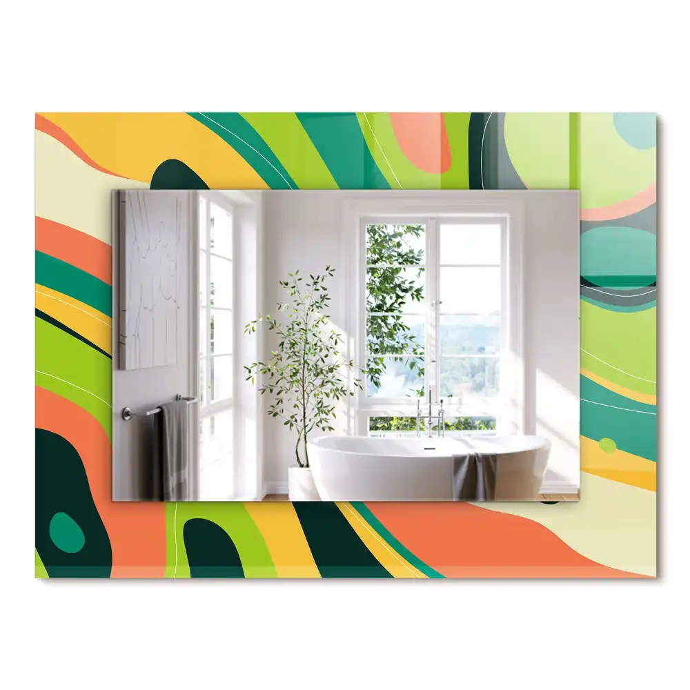 Miroir rectangulaire décoratif motifs abstraits colorés