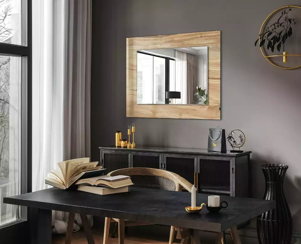 Miroir rectangulaire imprimé structure des cernes du bois
