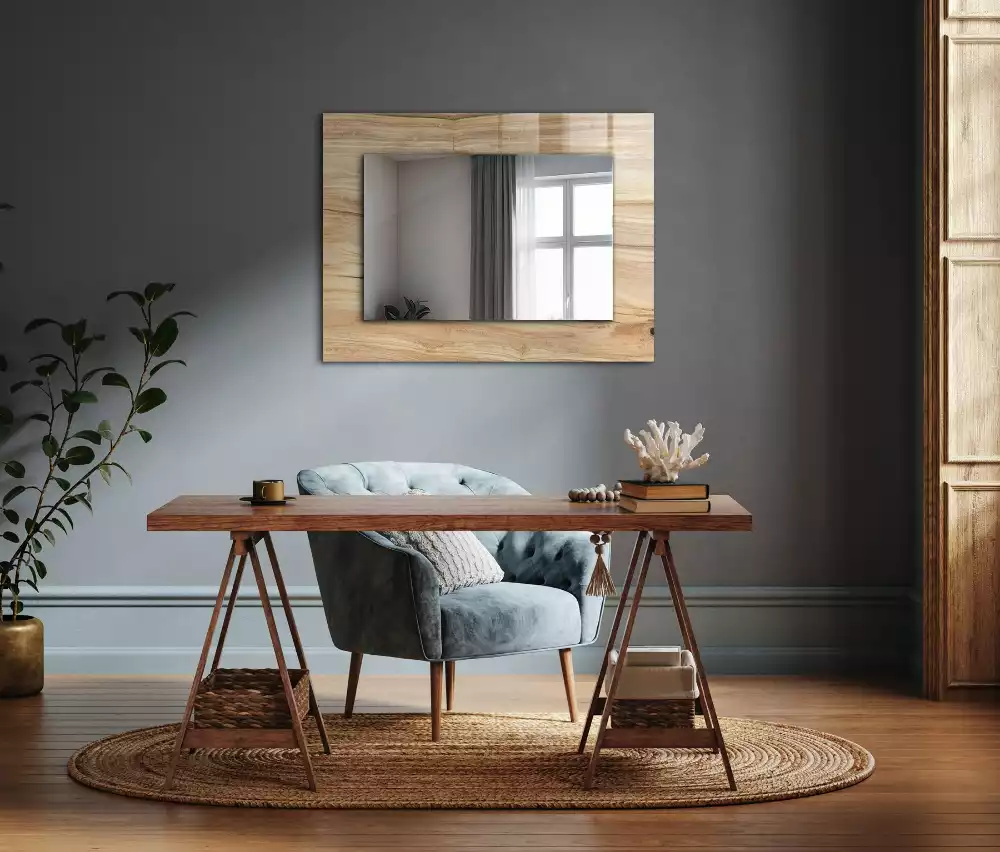 Miroir rectangulaire imprimé structure des cernes du bois