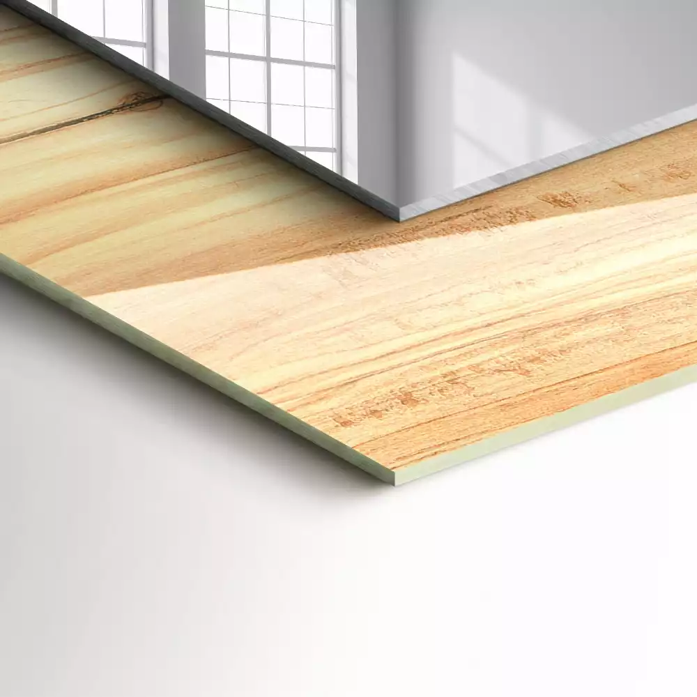 Miroir rectangulaire imprimé structure des cernes du bois