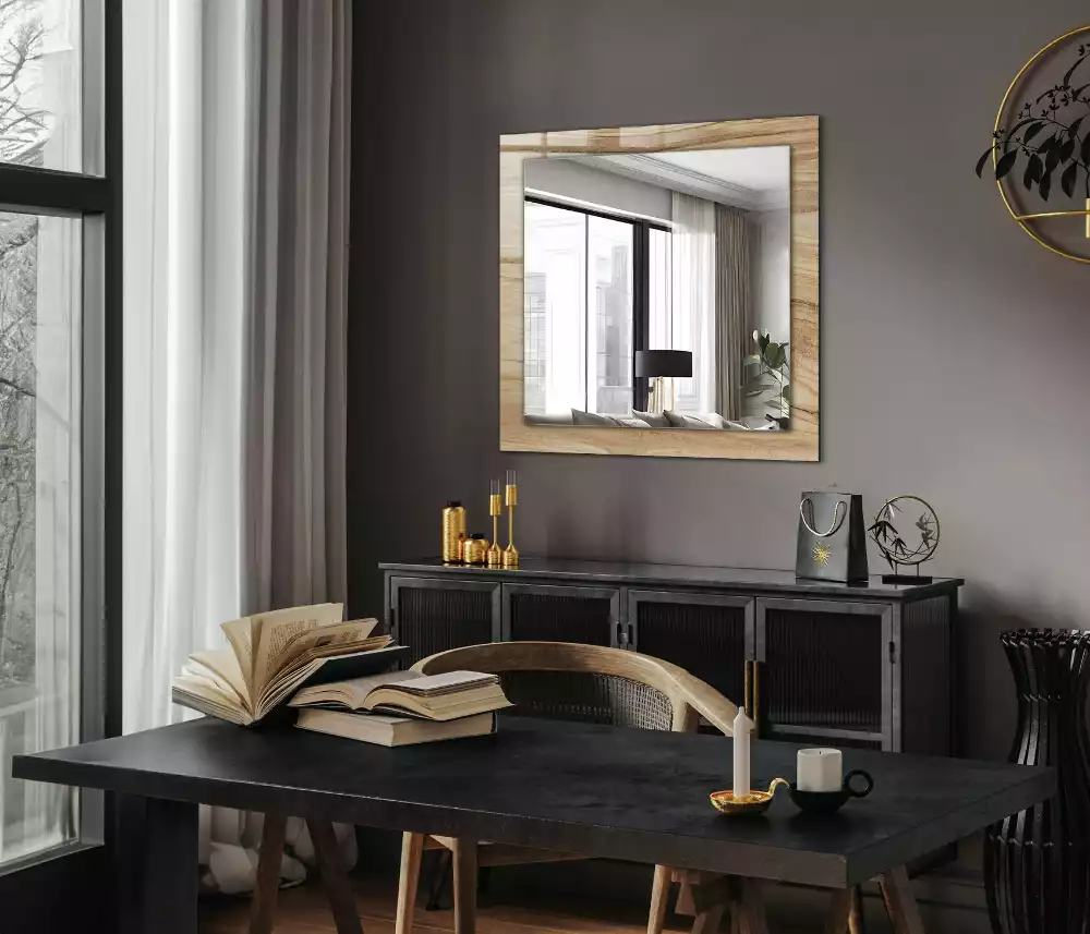 Miroir rectangulaire imprimé structure des cernes du bois