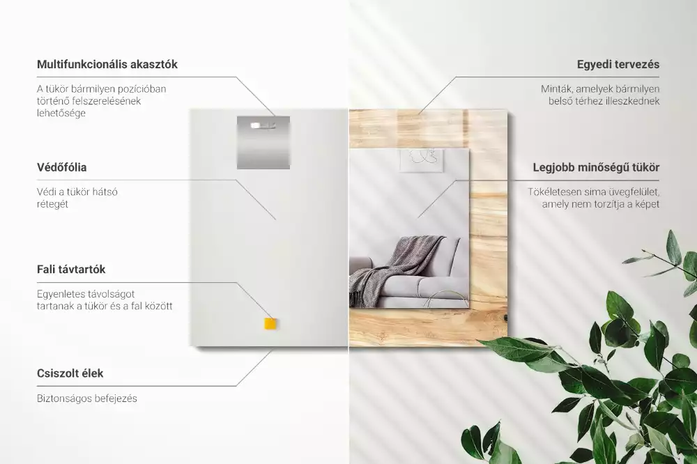 Miroir rectangulaire imprimé structure des cernes du bois