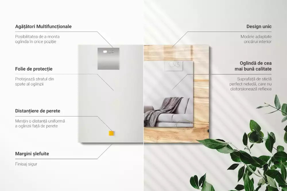 Miroir rectangulaire imprimé structure des cernes du bois