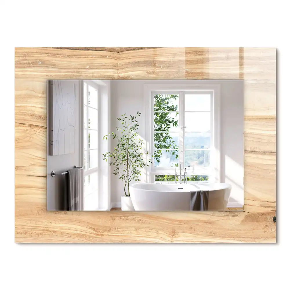 Miroir rectangulaire imprimé structure des cernes du bois