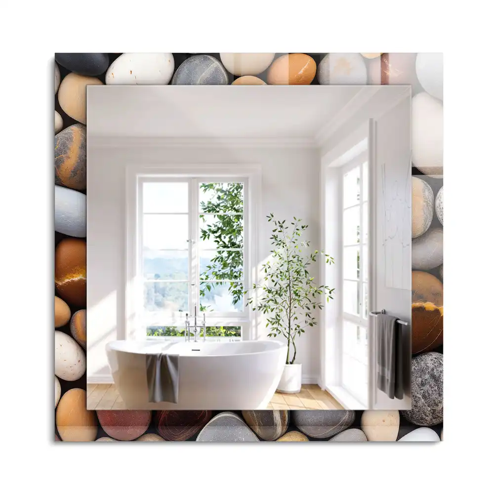 Miroir rectangulaire décoratif imprimé galets lisses colorés