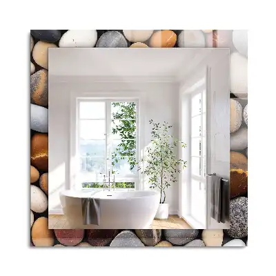 Miroir rectangulaire décoratif imprimé galets lisses colorés