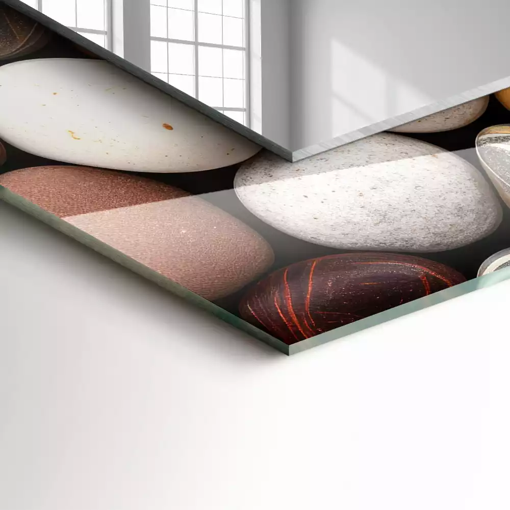 Miroir rectangulaire décoratif imprimé galets lisses colorés