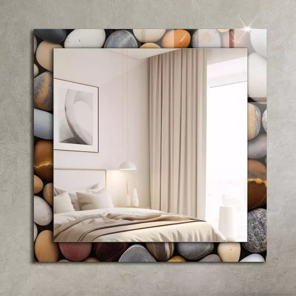 Miroir rectangulaire décoratif imprimé galets lisses colorés