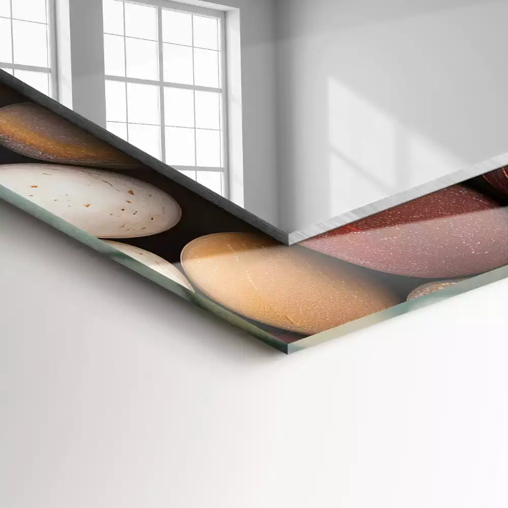 Miroir rectangulaire décoratif imprimé galets lisses colorés