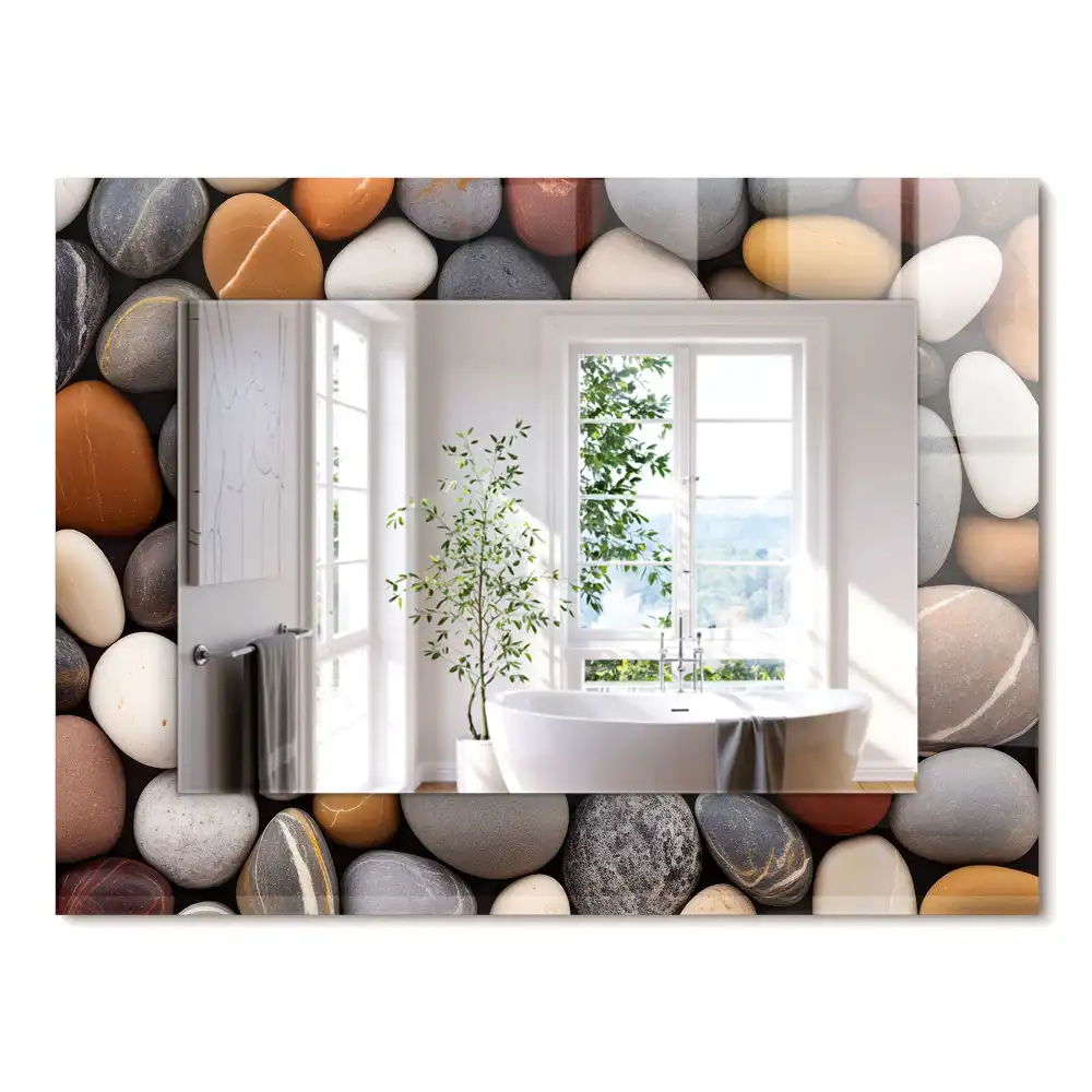 Miroir rectangulaire décoratif imprimé galets lisses colorés