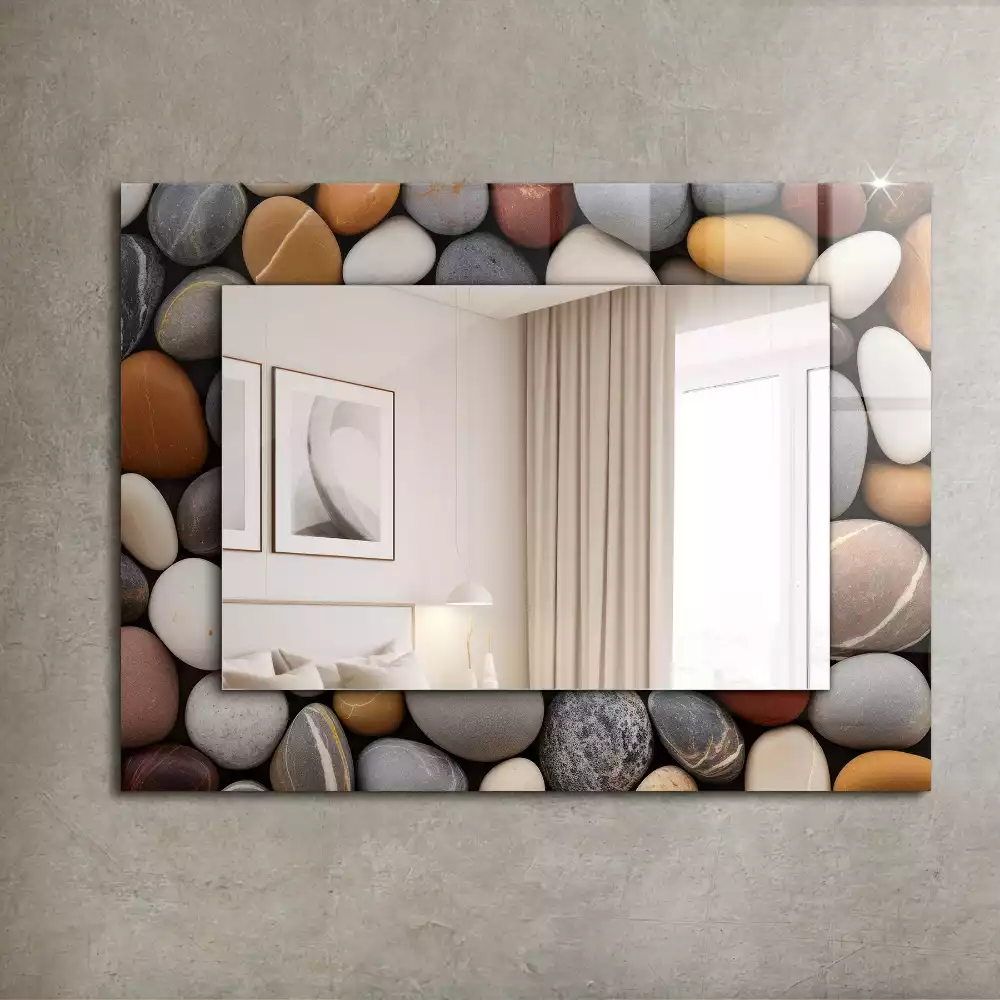Miroir rectangulaire décoratif imprimé galets lisses colorés