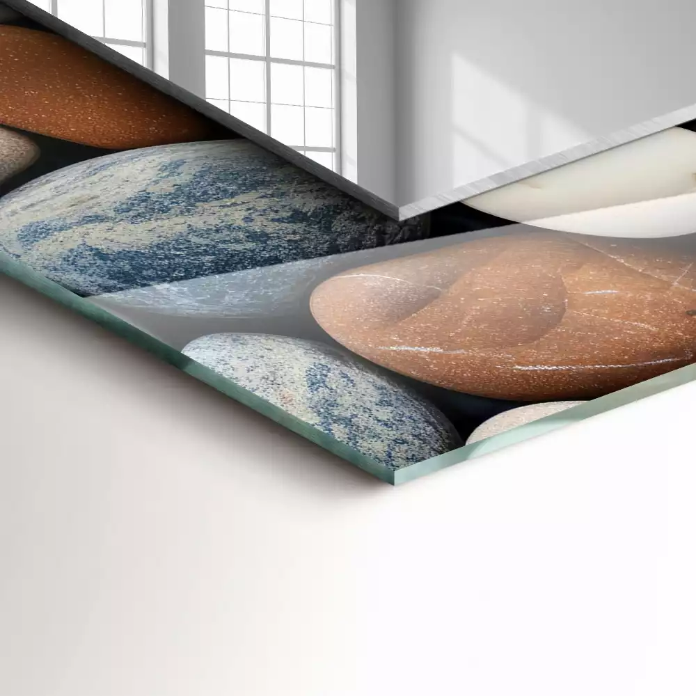Miroir rectangulaire avec cadre imprimé galets lisses colorés