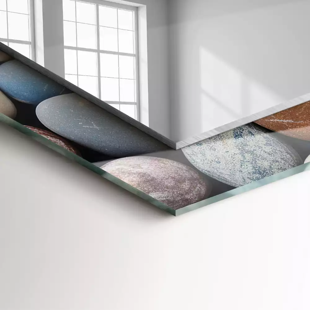 Miroir rectangulaire avec cadre imprimé galets lisses colorés