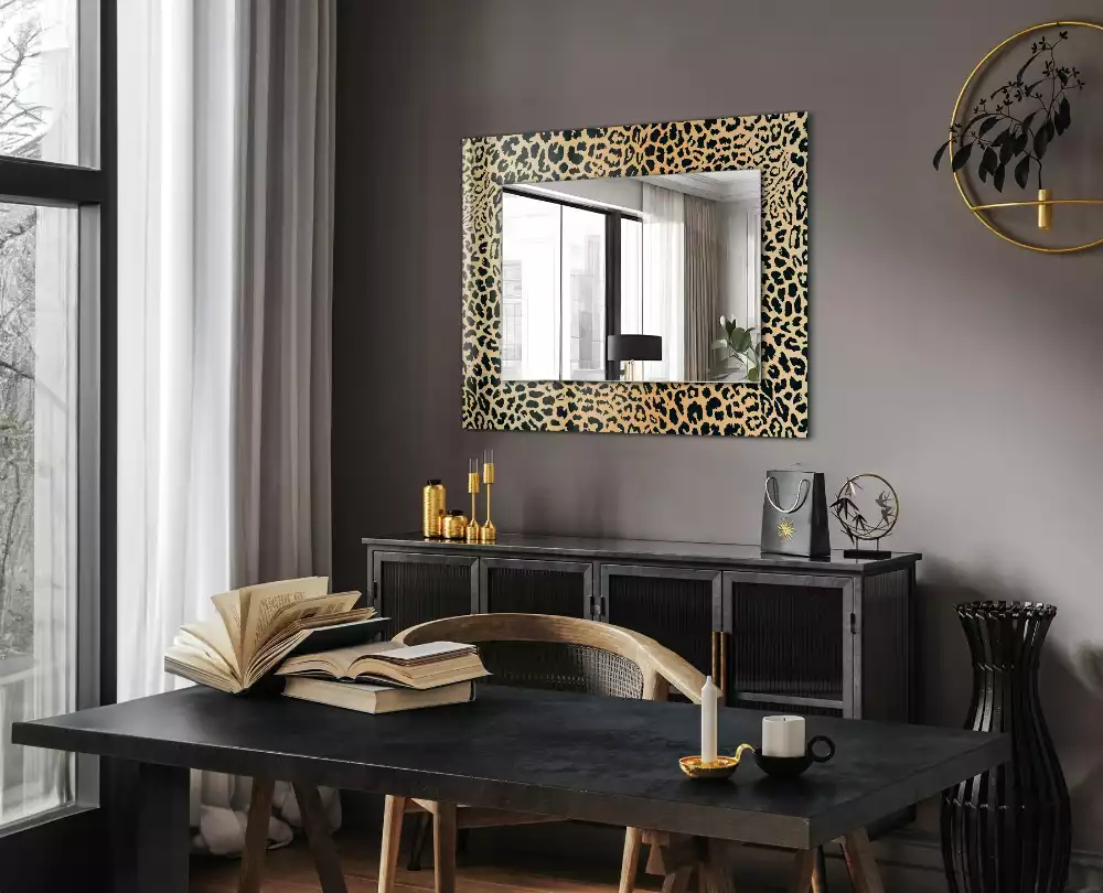 Miroir rectangulaire à cadre imprimé taches de léopard