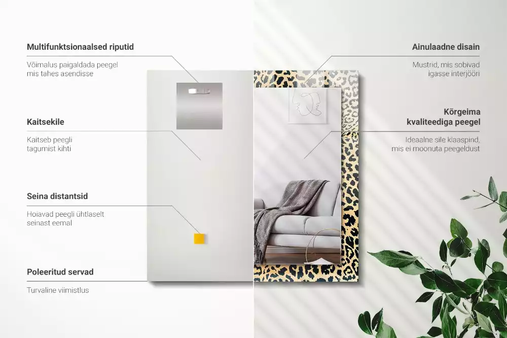 Miroir rectangulaire à cadre imprimé taches de léopard