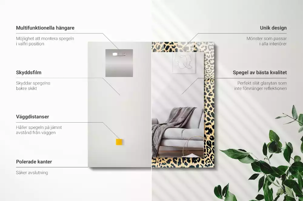 Miroir rectangulaire à cadre imprimé taches de léopard