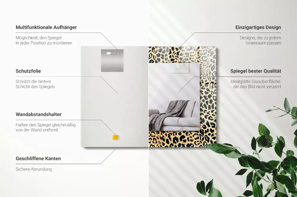 Miroir rectangulaire à cadre imprimé taches de léopard
