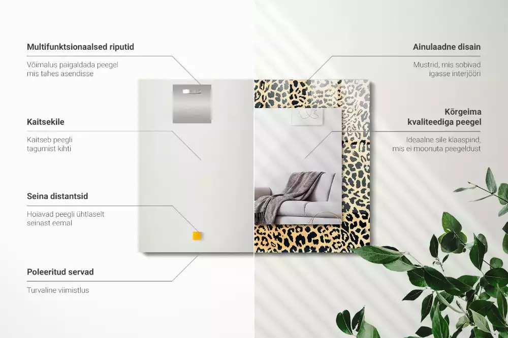 Miroir rectangulaire à cadre imprimé taches de léopard