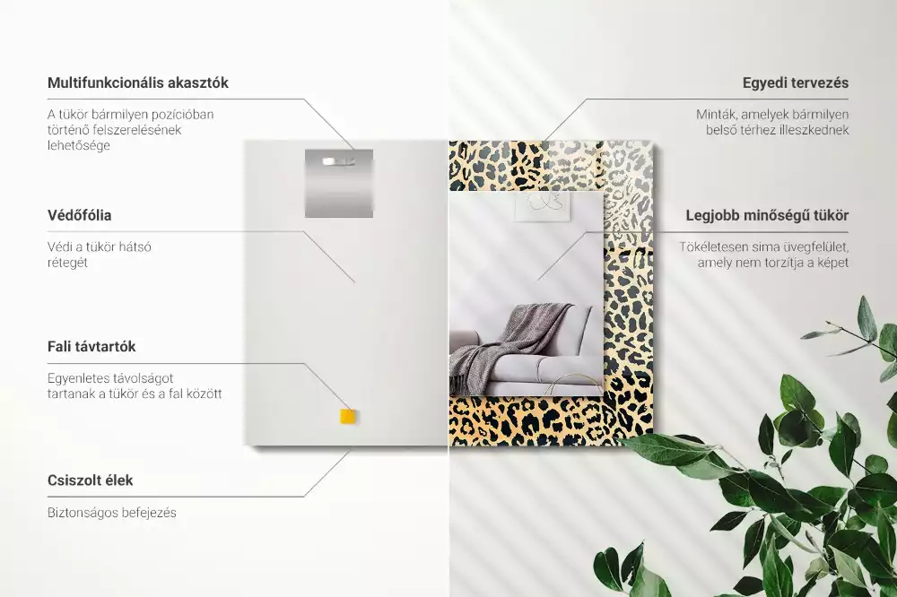Miroir rectangulaire à cadre imprimé taches de léopard