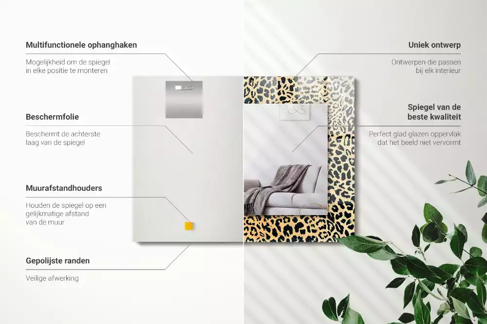 Miroir rectangulaire à cadre imprimé taches de léopard