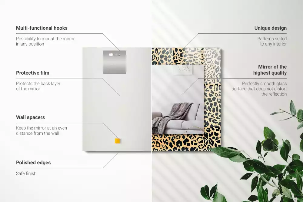 Miroir rectangulaire à cadre imprimé taches de léopard