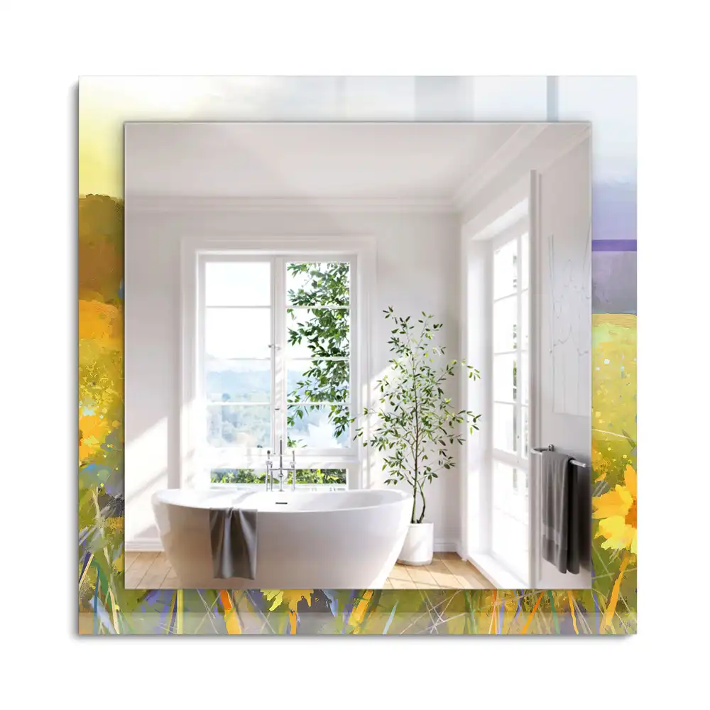 Miroir rectangulaire décoratif champ de tournesols