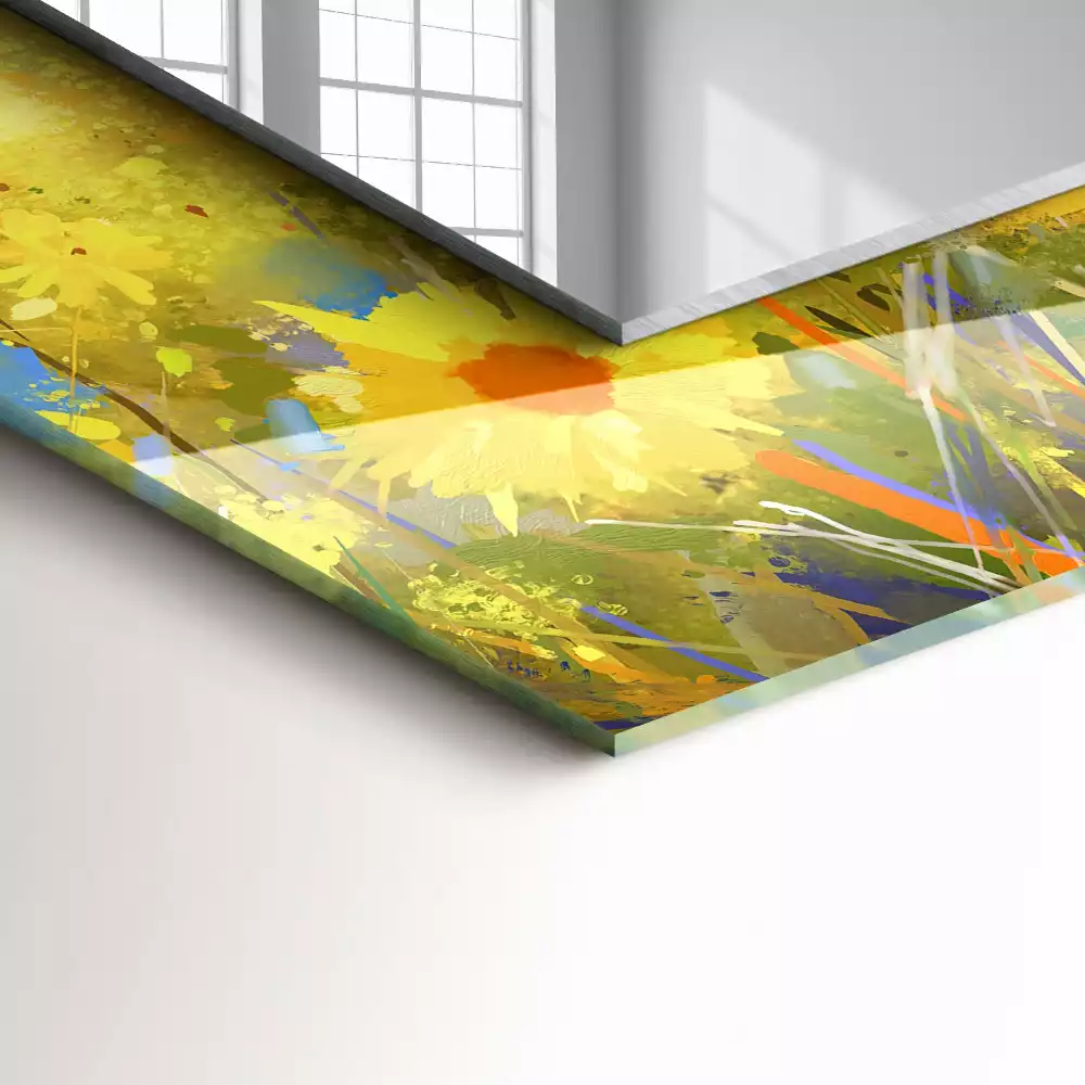 Miroir rectangulaire décoratif champ de tournesols
