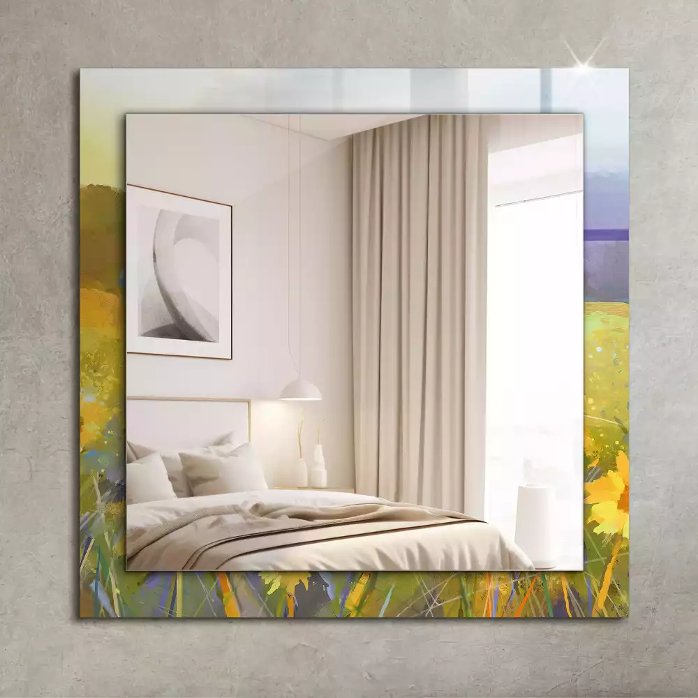 Miroir rectangulaire décoratif champ de tournesols