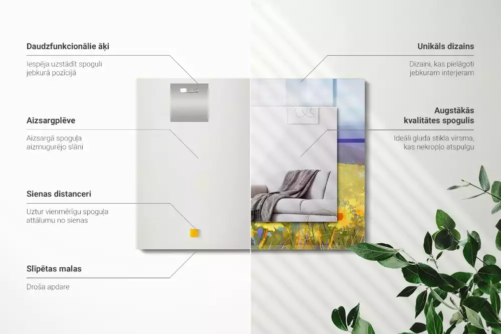 Miroir rectangulaire décoratif champ de tournesols
