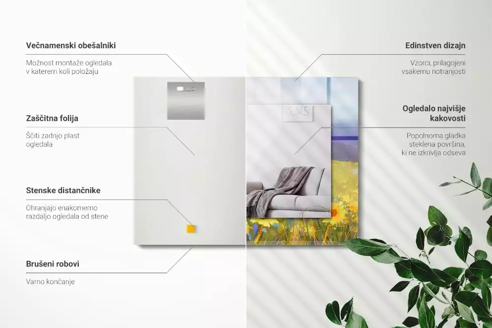 Miroir rectangulaire décoratif champ de tournesols