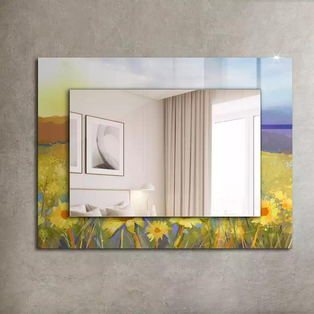 Miroir rectangulaire décoratif champ de tournesols