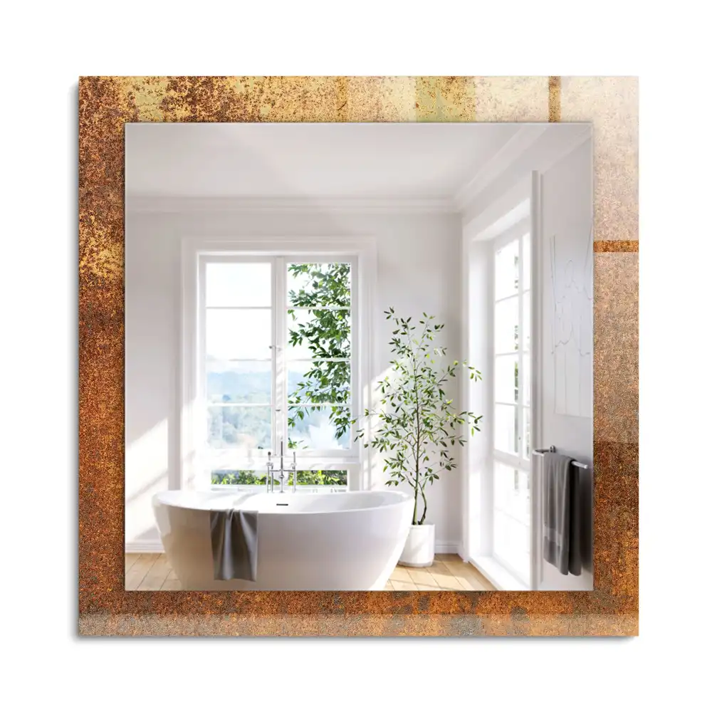 Miroir rectangulaire imprimé tôle rouillée tendance