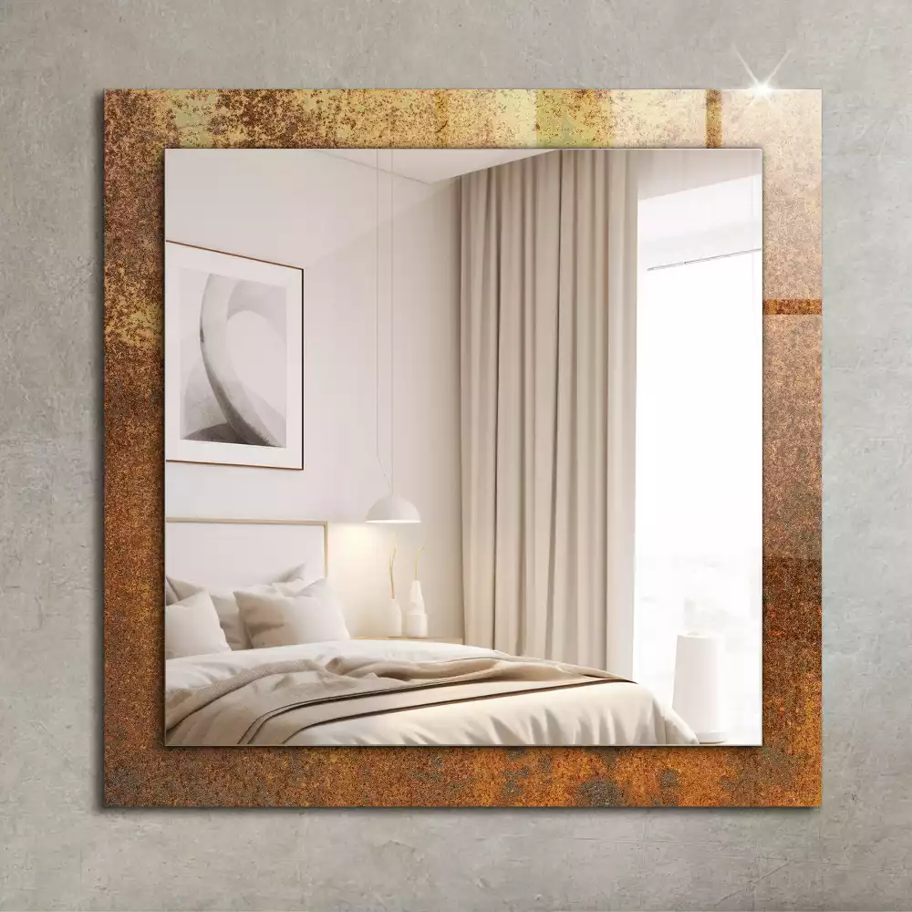 Miroir rectangulaire imprimé tôle rouillée tendance