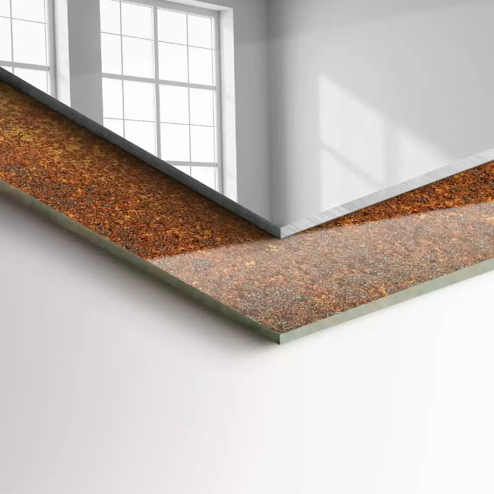 Miroir rectangulaire imprimé tôle rouillée tendance