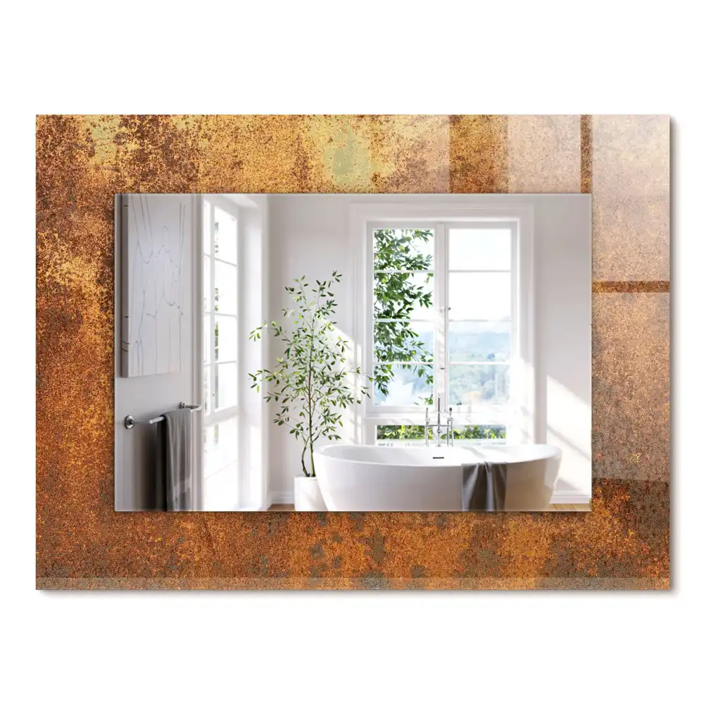 Miroir rectangulaire imprimé tôle rouillée tendance
