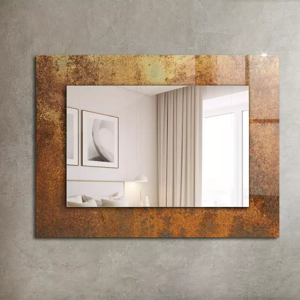 Miroir rectangulaire imprimé tôle rouillée tendance