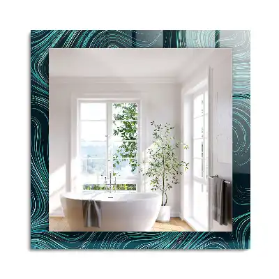 Miroir rectangulaire avec cadre imprimé motifs de lignes abstraites