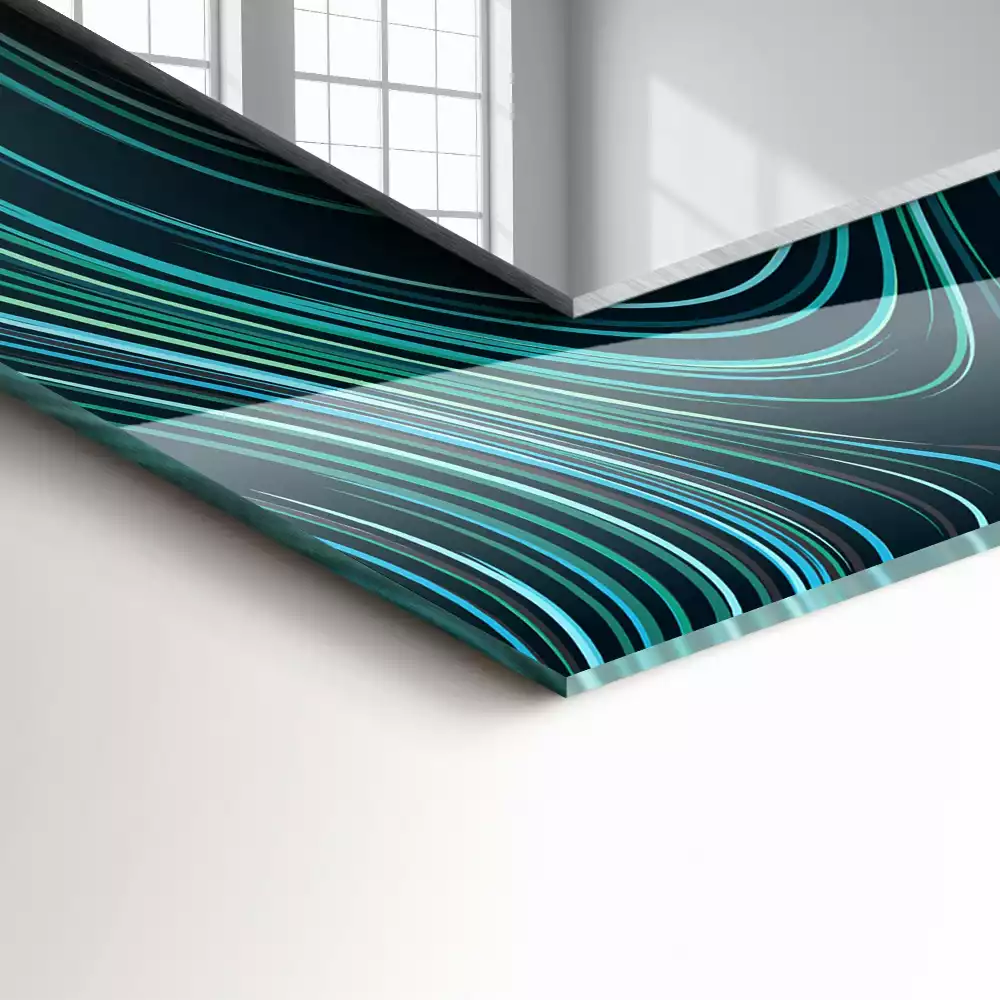 Miroir rectangulaire avec cadre imprimé motifs de lignes abstraites