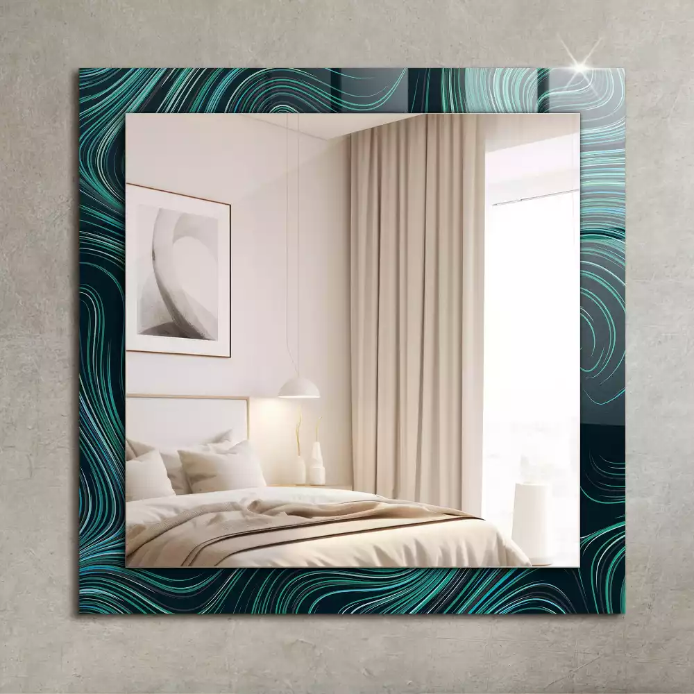 Miroir rectangulaire avec cadre imprimé motifs de lignes abstraites