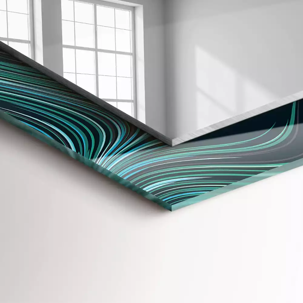 Miroir rectangulaire avec cadre imprimé motifs de lignes abstraites