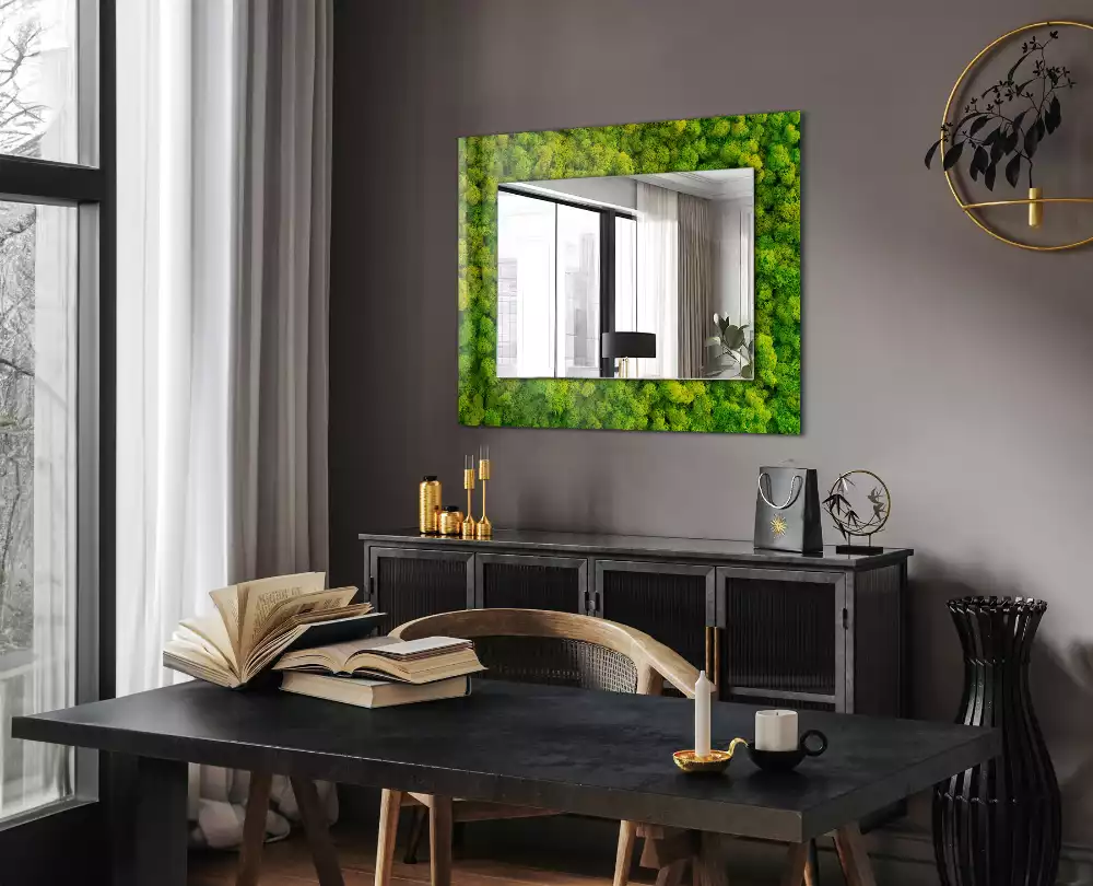 Miroir rectangulaire à cadre imprimé mousse verte