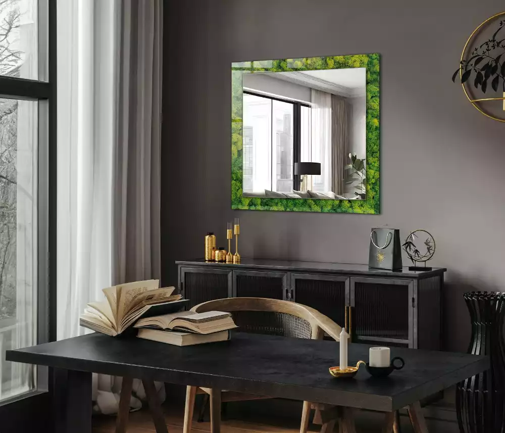 Miroir rectangulaire à cadre imprimé mousse verte