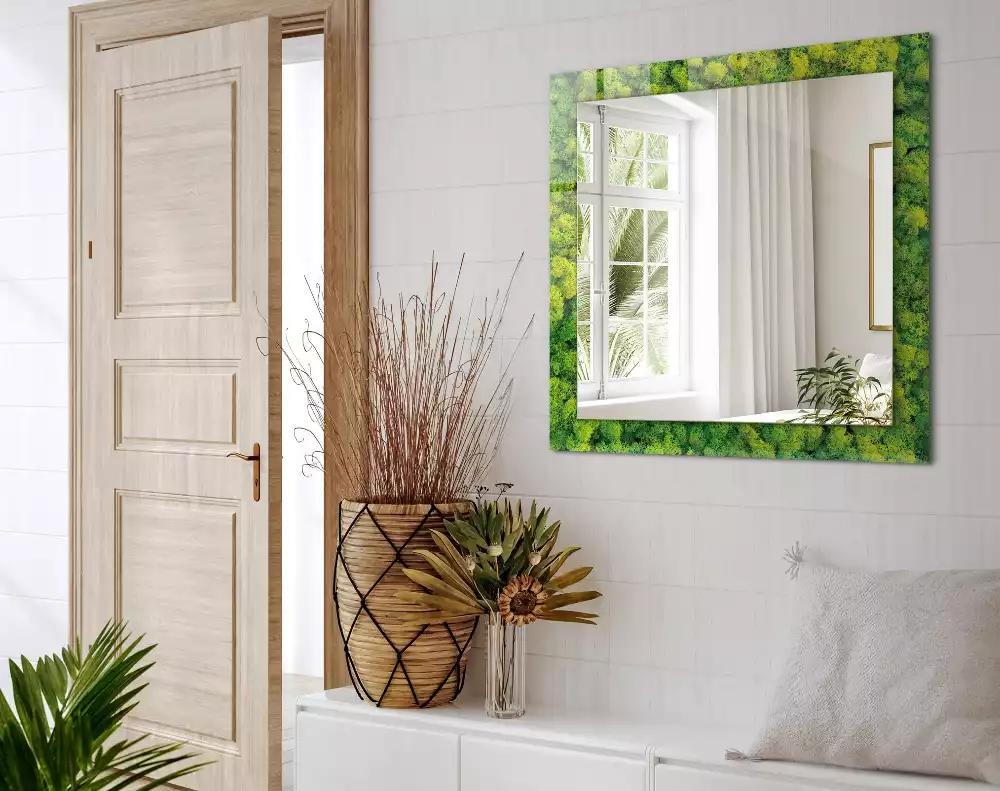 Miroir rectangulaire à cadre imprimé mousse verte
