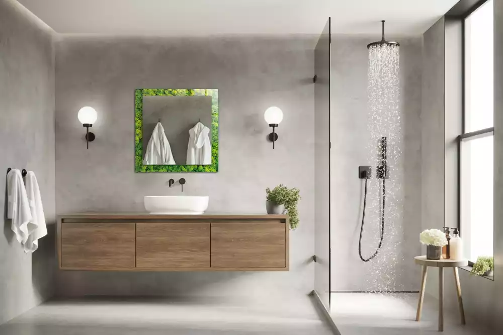 Miroir rectangulaire à cadre imprimé mousse verte