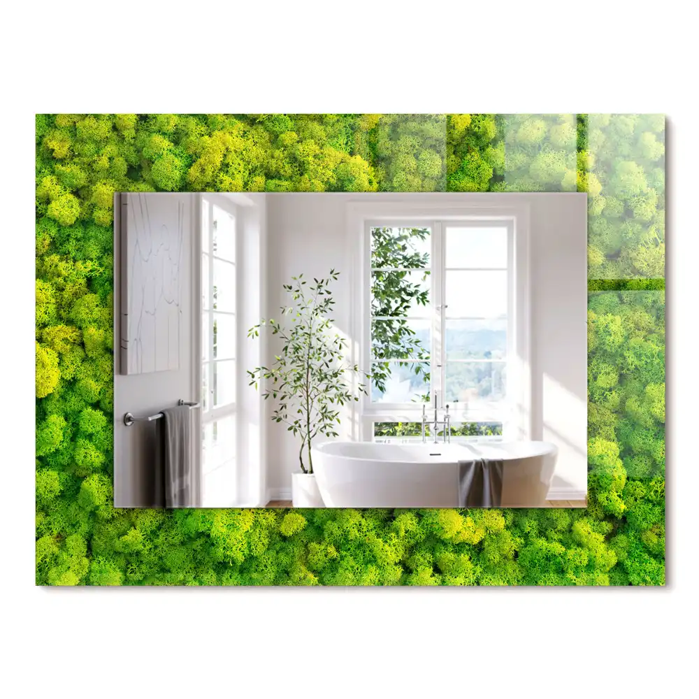 Miroir rectangulaire à cadre imprimé mousse verte