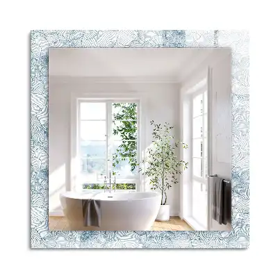 Miroir rectangulaire imprimé fleurs en motif bleu